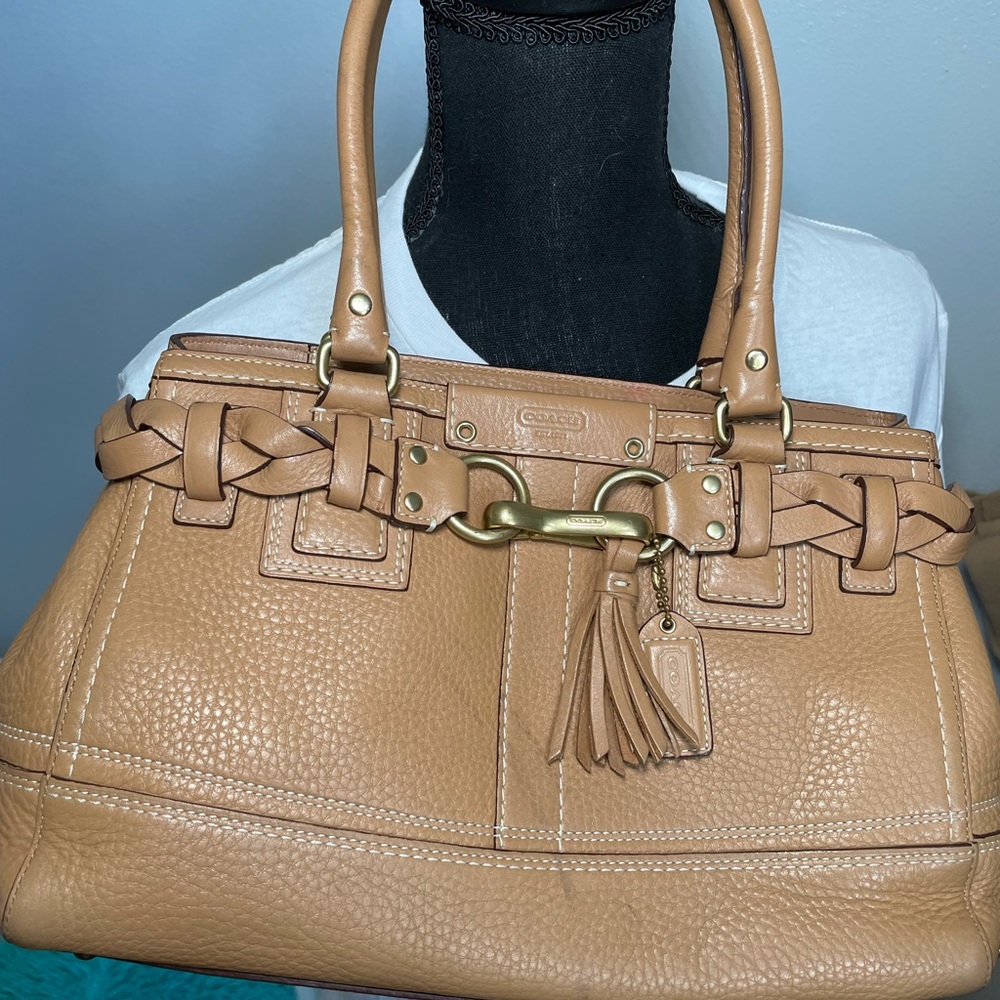 Leather coach handbag